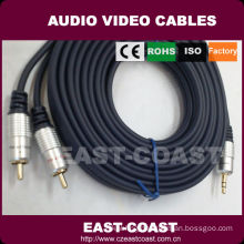 Metal connector 2 rca to 3.5mm audio cable